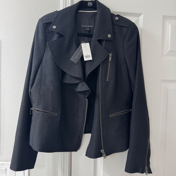 Banana Republic Black Moto Jacket - Size 14 - Picture 2 of 6